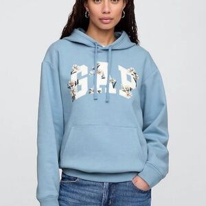 GAP Women's Floral Logo Blue Hoodie